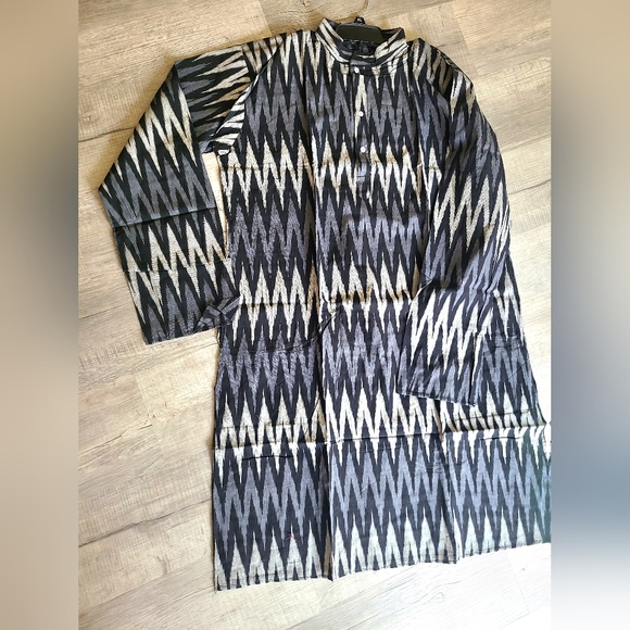 New Handmade ikkat long sleeve casual cotton kurtas for men 3xl - Picture 10 of 17